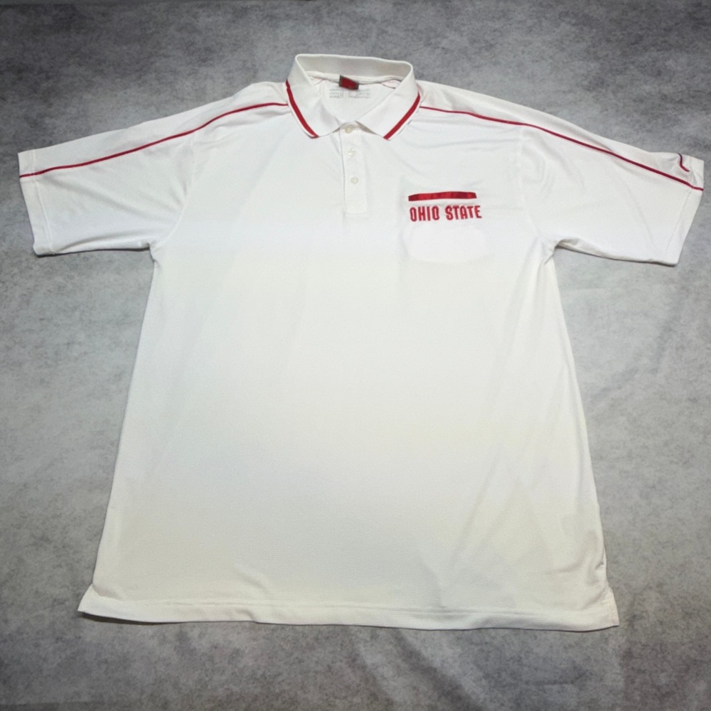 Nike Team Ohio State Buckeyes Polo Shirt White XL NCAA Y2K Streetwear Boxy